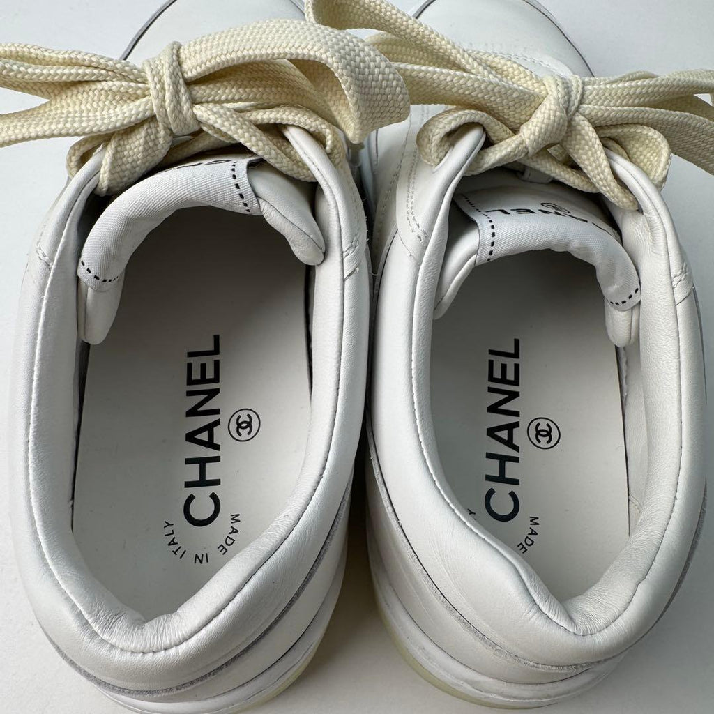 Chanel CC Logo Leather Sneakers — view 7