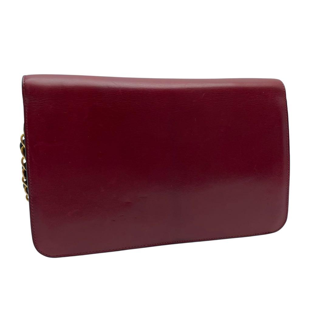 Chanel Leather CC Logo Chain Shoulder Bag Bordeaux Red — view 2
