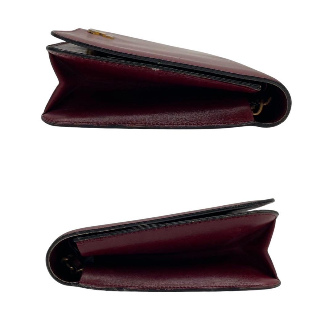 Chanel Leather CC Logo Chain Shoulder Bag Bordeaux Red — view 4