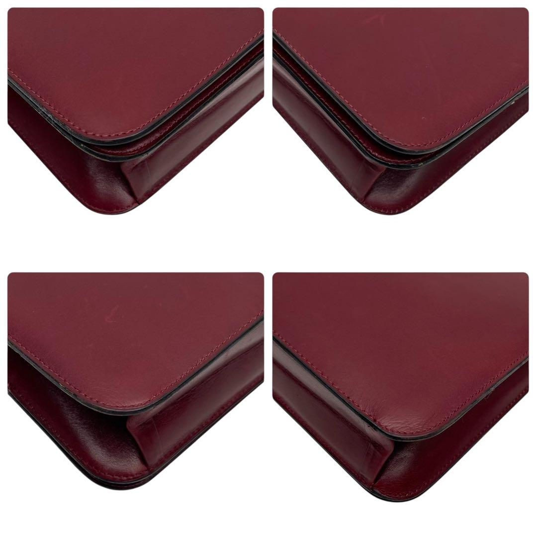 Chanel Leather CC Logo Chain Shoulder Bag Bordeaux Red — view 5