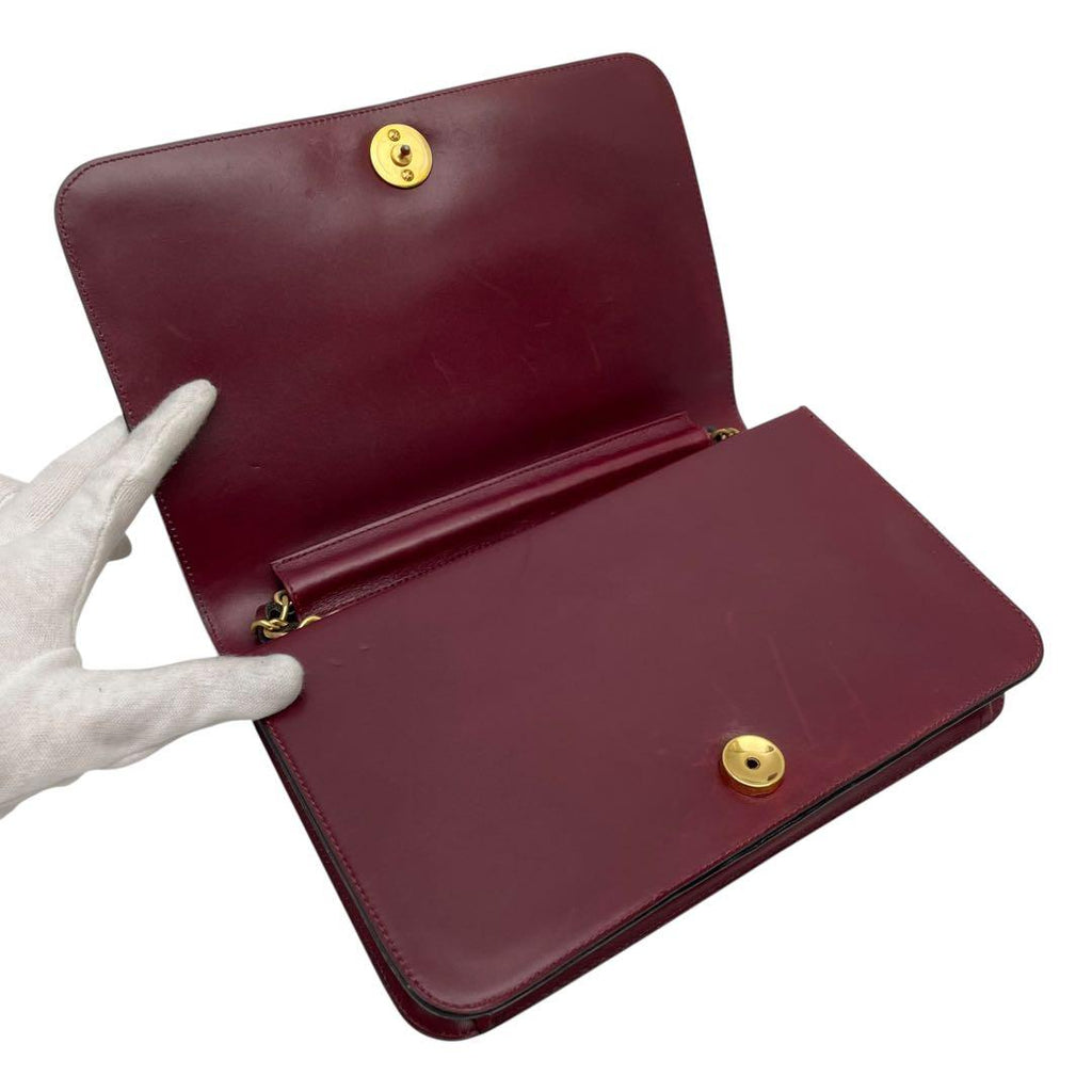 Chanel Leather CC Logo Chain Shoulder Bag Bordeaux Red — view 7