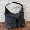 Gucci GG Canvas Leather Shoulder Bag Large Black