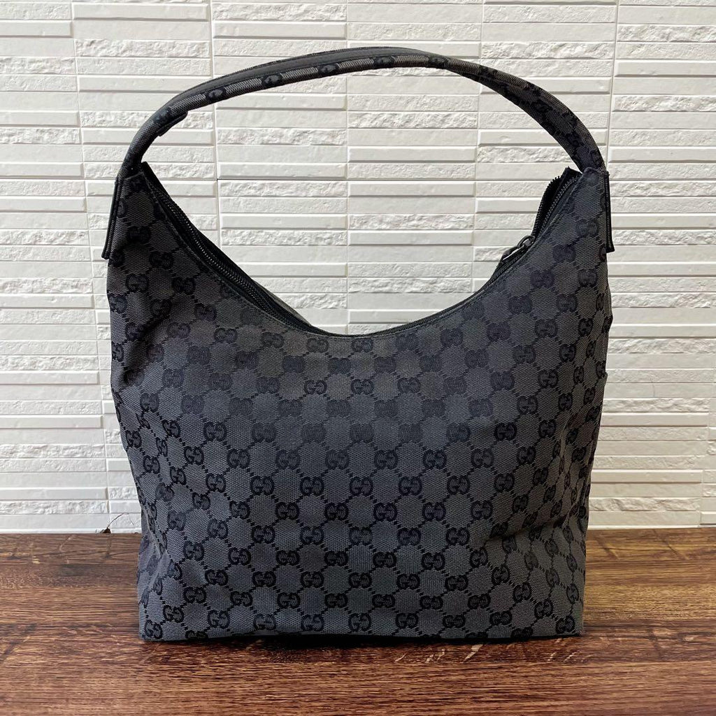 Gucci GG Canvas Leather Shoulder Bag Large Black — view 2