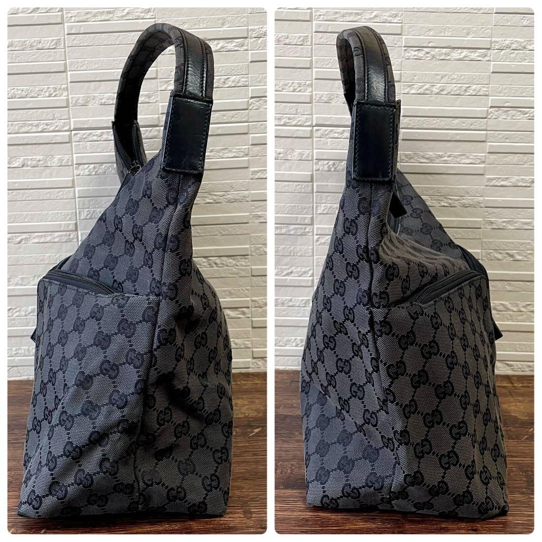 Gucci GG Canvas Leather Shoulder Bag Large Black — view 3