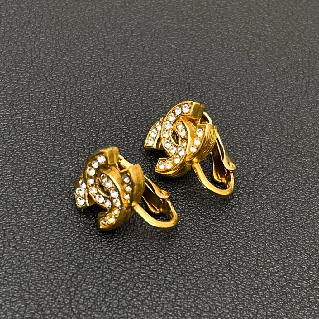 Chanel CC Logo Earrings Icon Rhinestone Here — view 2