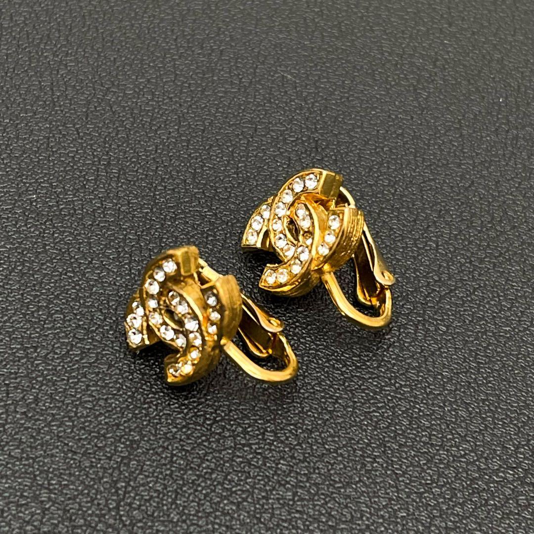 Chanel CC Logo Earrings Icon Rhinestone Here — view 2