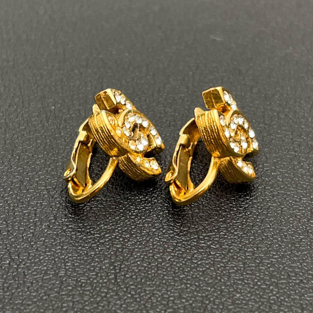 Chanel CC Logo Earrings Icon Rhinestone Here — view 3