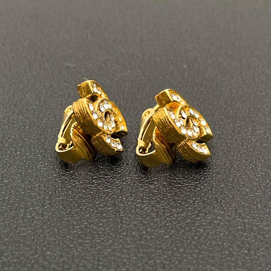 Chanel CC Logo Earrings Icon Rhinestone Here — view 5
