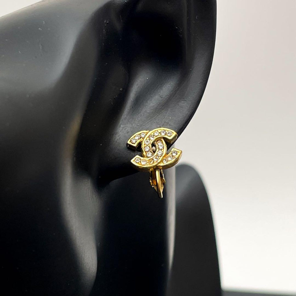Chanel CC Logo Earrings Icon Rhinestone Here — view 8