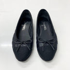 Chanel CC Logo Quilted Leather Fabric Ribbon Ballet Shoes — view 2