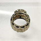 Chanel CC Logo Rhinestone Leather Ring Gold — view 3