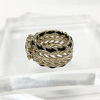 Chanel CC Logo Rhinestone Leather Ring Gold — view 4