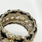Chanel CC Logo Rhinestone Leather Ring Gold — view 6
