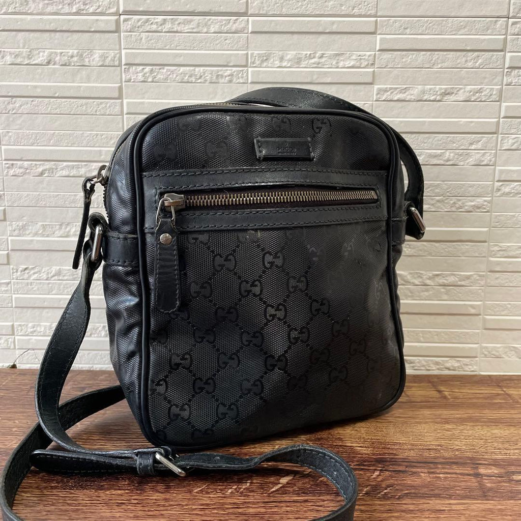 Gucci GG Supreme Nylon Leather Messenger Shoulder Bag