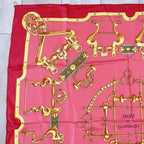 Hermes Scarf Carre 90 Morset Gourmettes Bit and Chain Red — view 2