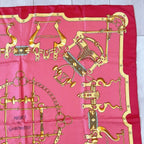 Hermes Scarf Carre 90 Morset Gourmettes Bit and Chain Red — view 3
