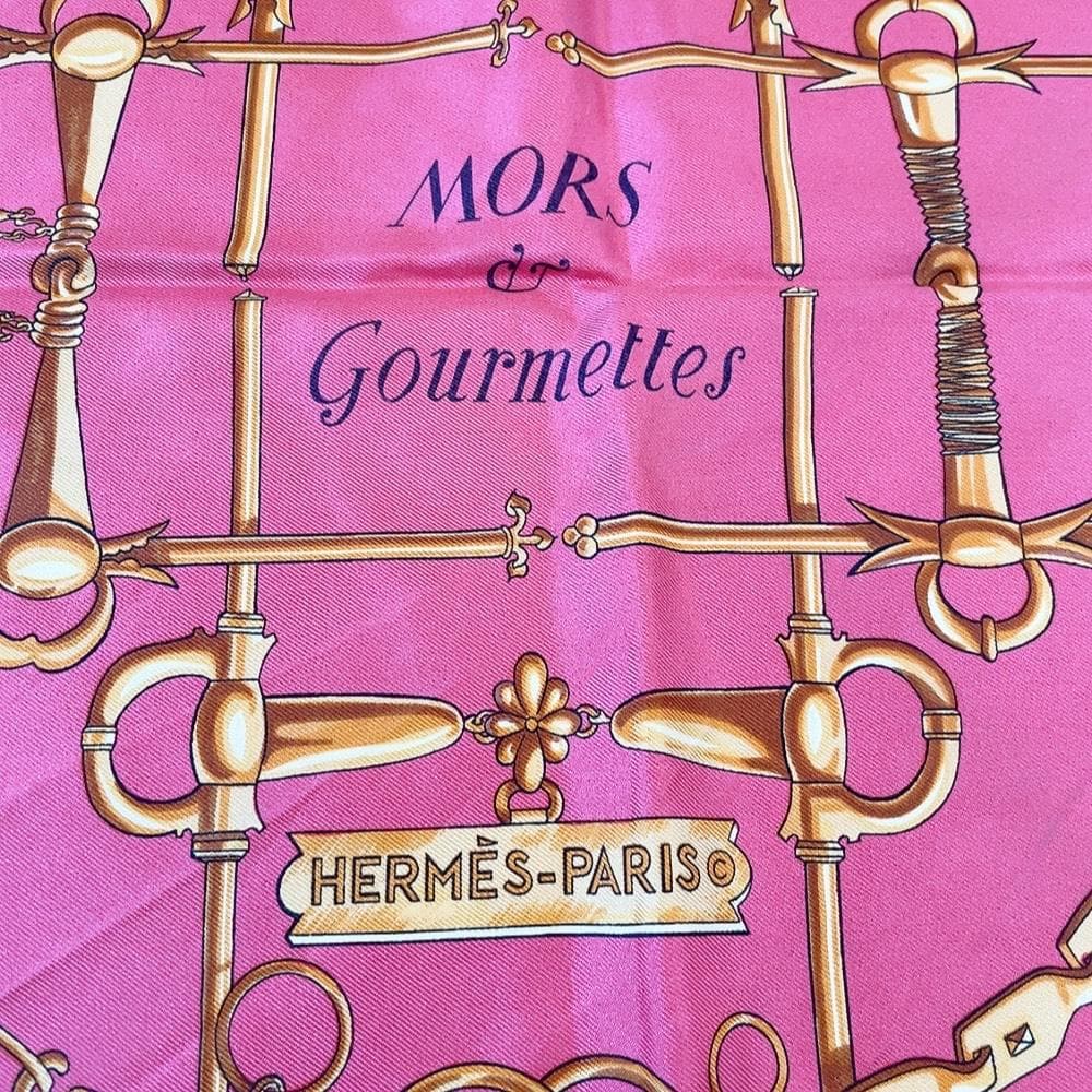 Hermes Scarf Carre 90 Morset Gourmettes Bit and Chain Red — view 6
