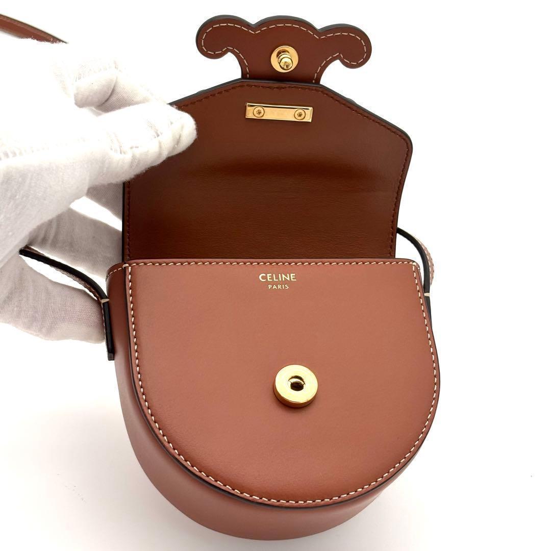 Celine Shoulder Bag Cuir Mini Besace Brown — view 4