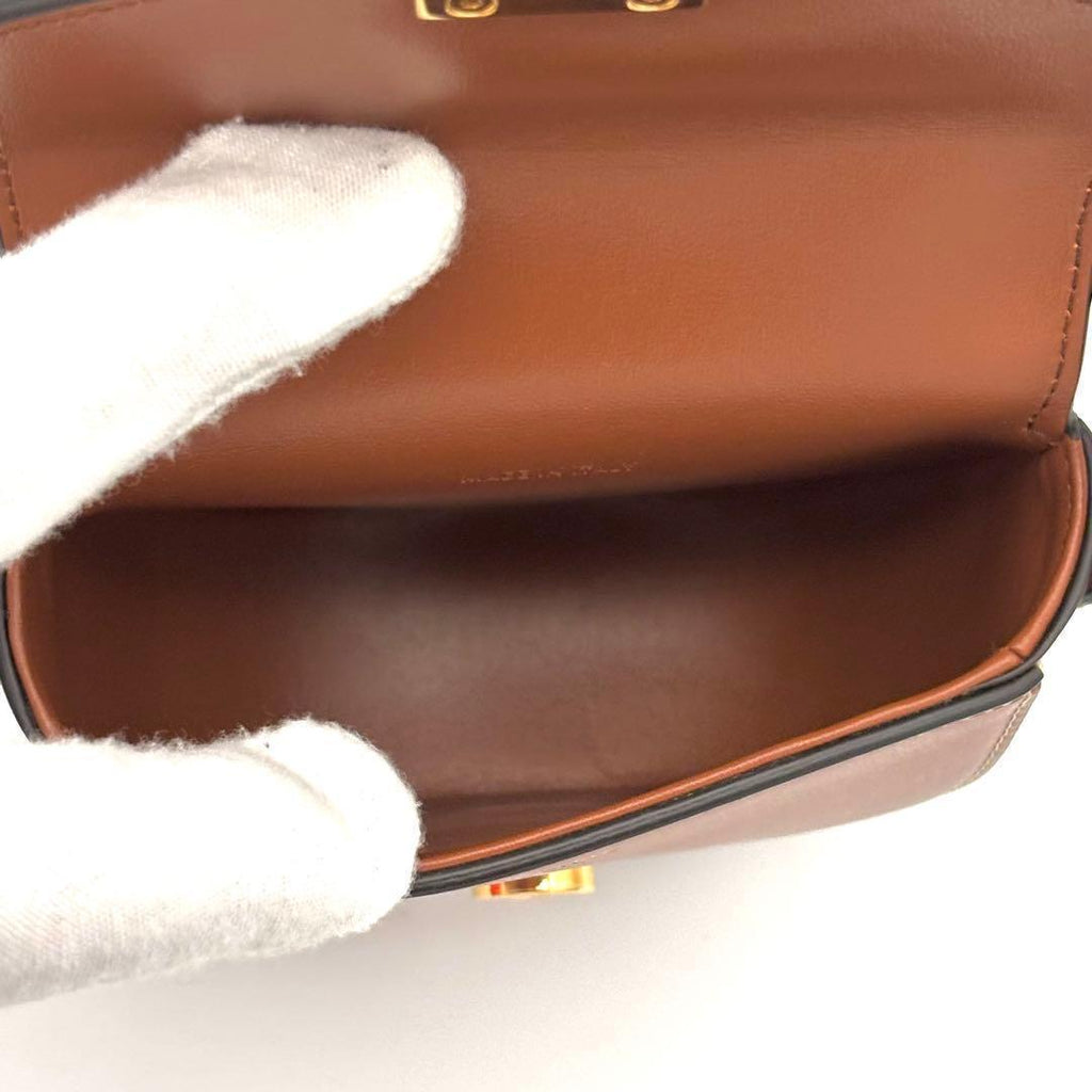 Celine Shoulder Bag Cuir Mini Besace Brown — view 5