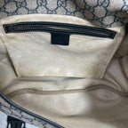 Gucci GG Shoulder Bag Navy Beige Logo Leather — view 5