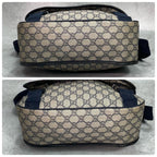 Gucci GG Shoulder Bag Navy Beige Logo Leather — view 8