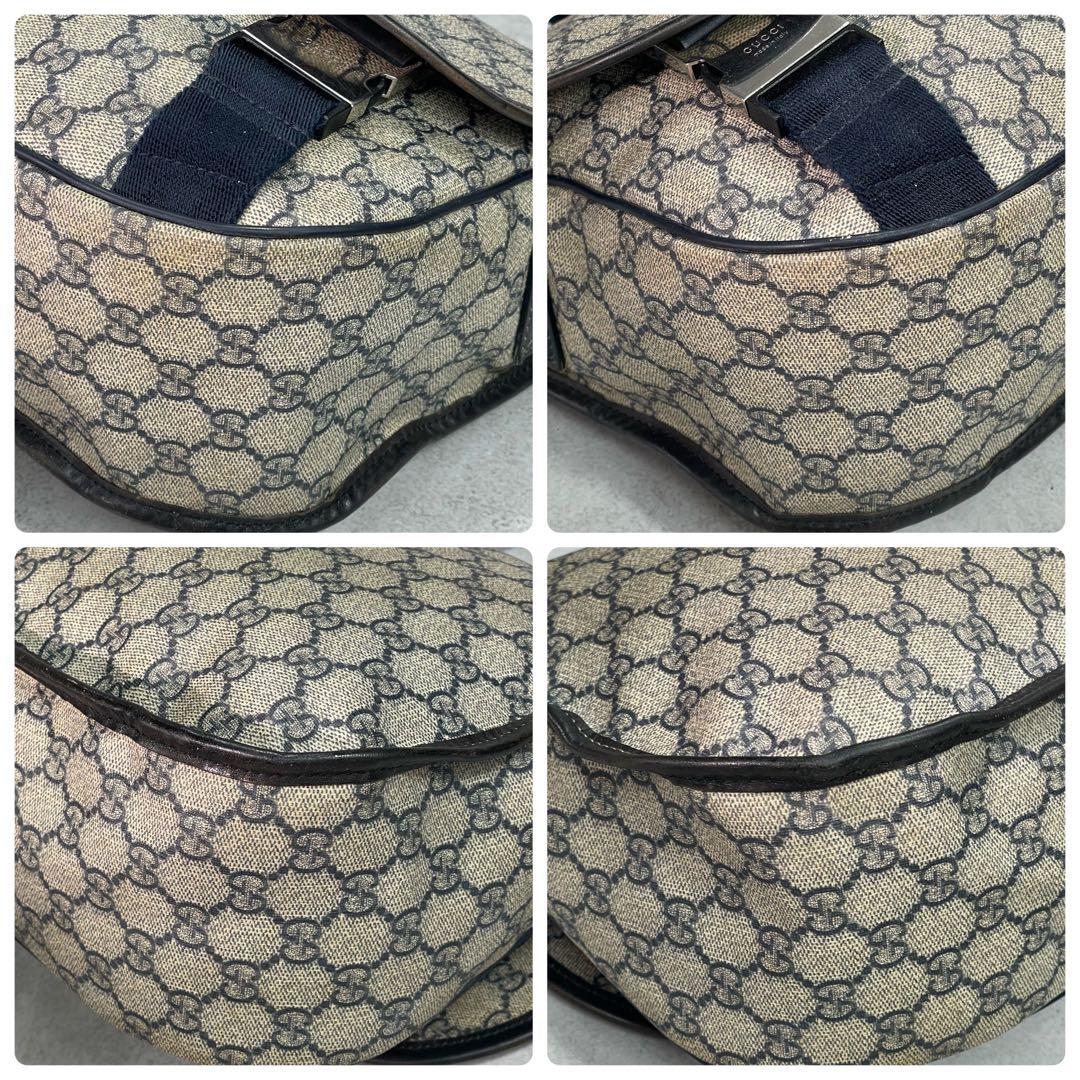 Gucci GG Shoulder Bag Navy Beige Logo Leather — view 9