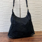 Prada Nylon Leather Oneshoulder Silver Black Handbag
