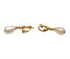 Chanel CC Logo Faux Pearl Teardrop Earrings — view 3