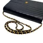 Chanel Lambskin Diagonal Stitch Chain Shoulder Bag CC Logo — view 5