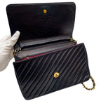 Chanel Lambskin Diagonal Stitch Chain Shoulder Bag CC Logo — view 6