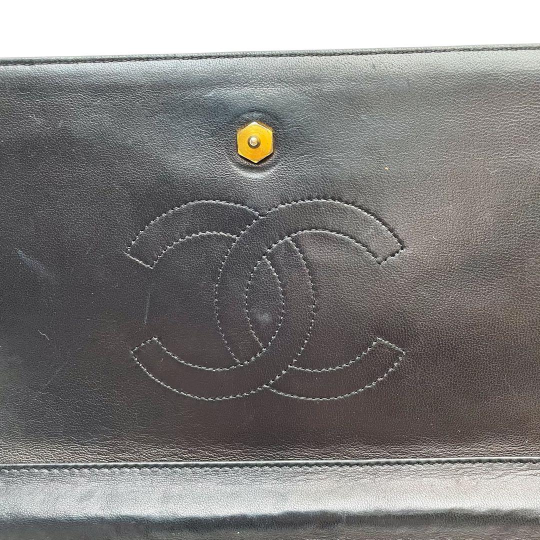 Chanel Lambskin Diagonal Stitch Chain Shoulder Bag CC Logo — view 9