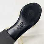 Chanel CC Logo Pearl Leather Fabric Strap Flat Shoes — view 8