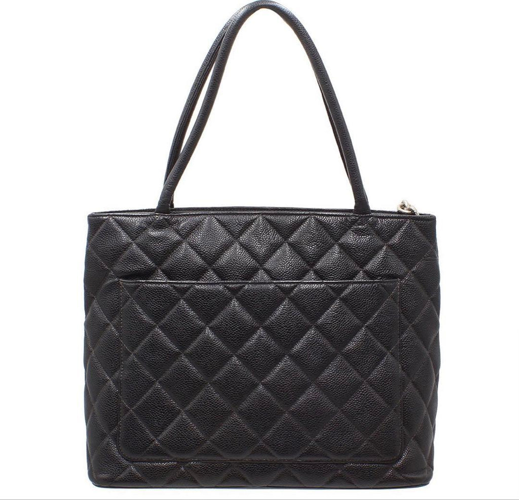Chanel Quilted Caviar Leather Medallion Tote : Black