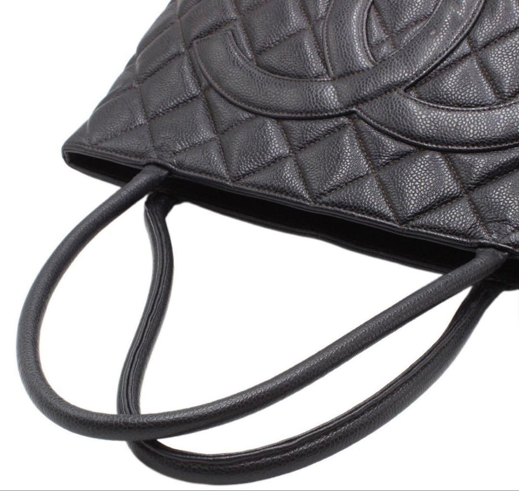 Chanel Quilted Caviar Leather Medallion Tote : Black