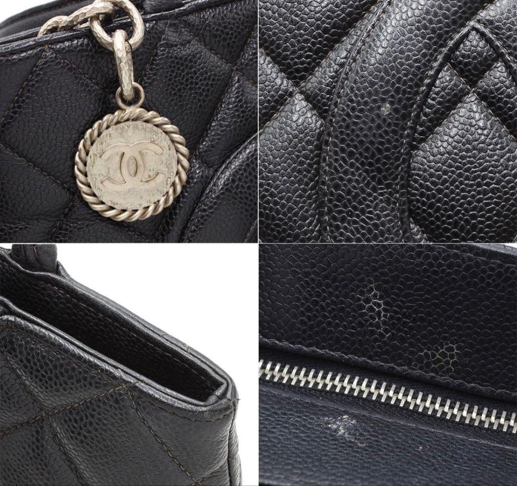 Chanel Quilted Caviar Leather Medallion Tote : Black