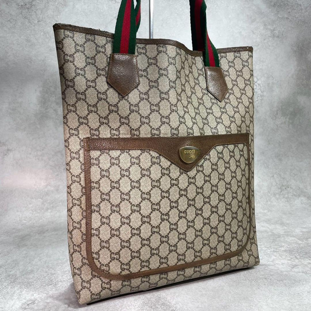 Gucci GG Sherry Line Tote Bag Brown Logo