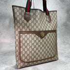 Gucci GG Sherry Line Tote Bag Brown Logo