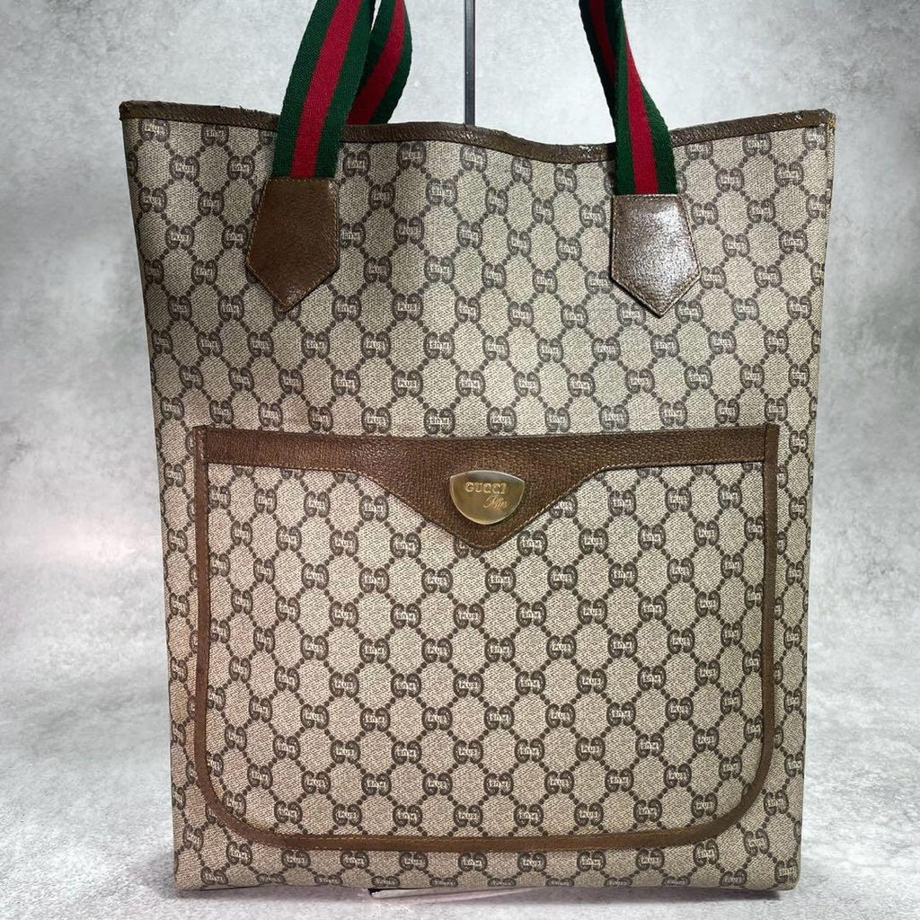 Gucci GG Sherry Line Tote Bag Brown Logo — view 2