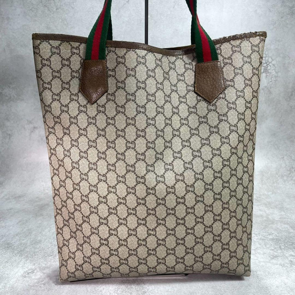 Gucci GG Sherry Line Tote Bag Brown Logo — view 3