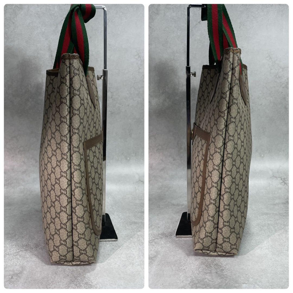 Gucci GG Sherry Line Tote Bag Brown Logo — view 7