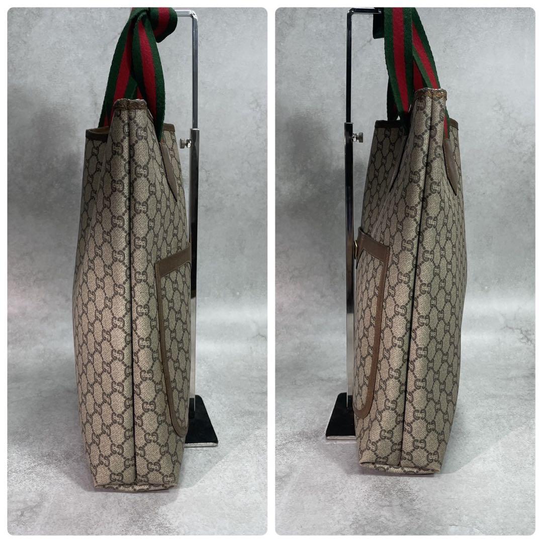 Gucci GG Sherry Line Tote Bag Brown Logo — view 7