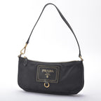 Prada Shoulder Bag Nylon Saffiano Leather Black Pouch — view 3