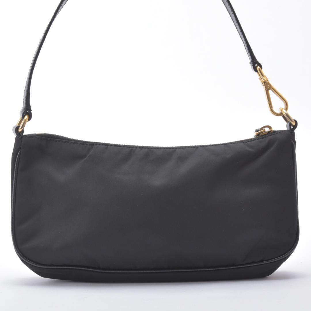 Prada Shoulder Bag Nylon Saffiano Leather Black Pouch — view 5