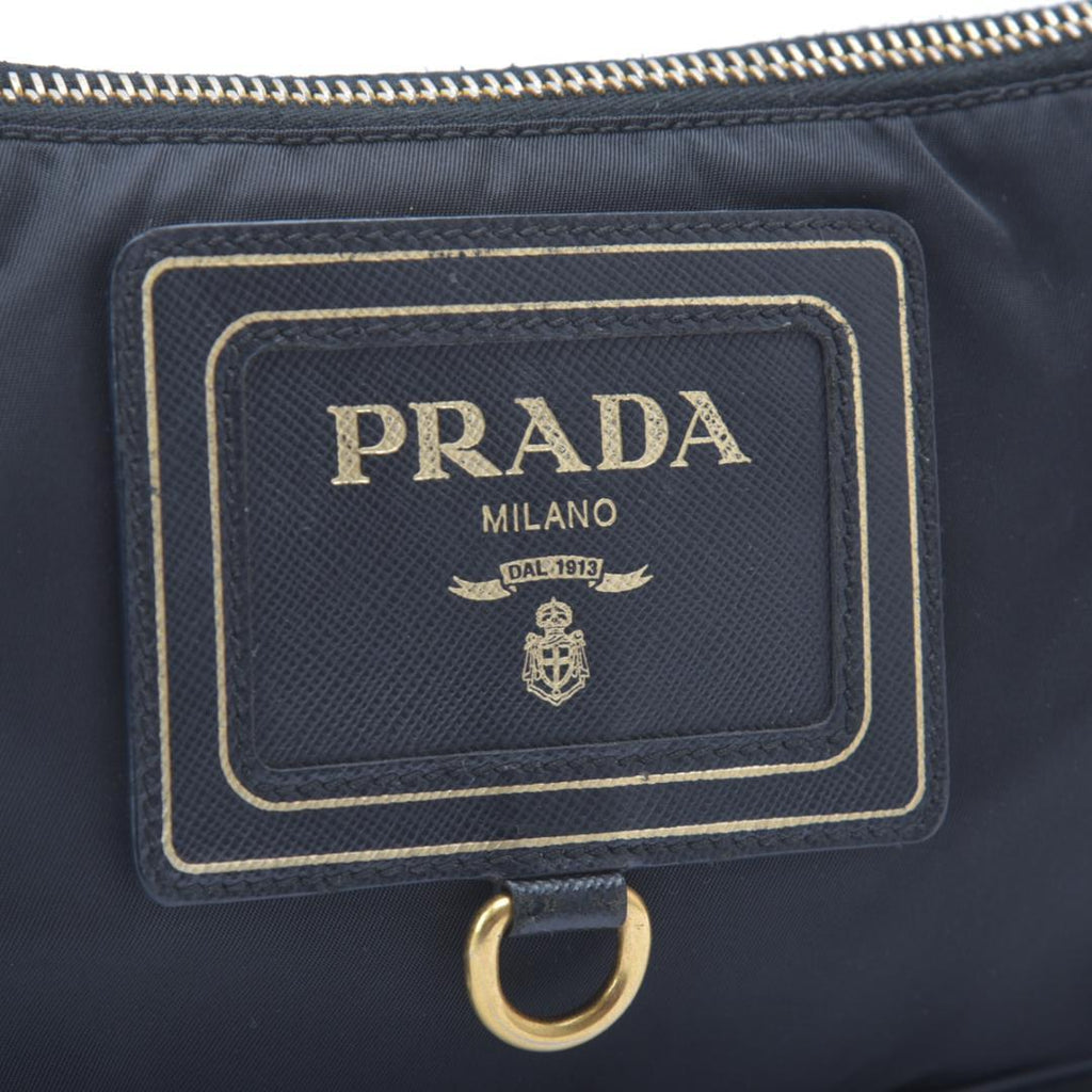 Prada Shoulder Bag Nylon Saffiano Leather Black Pouch — view 8