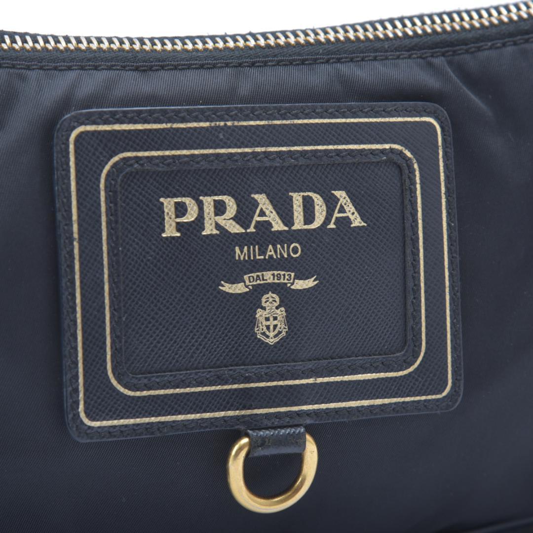 Prada Shoulder Bag Nylon Saffiano Leather Black Pouch — view 8