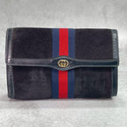 Gucci Sherry Line Clutch Suede Leather Navy — view 2