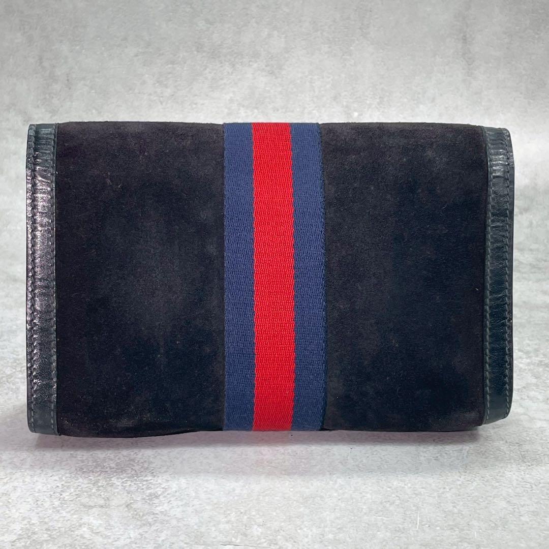Gucci Sherry Line Clutch Suede Leather Navy — view 3