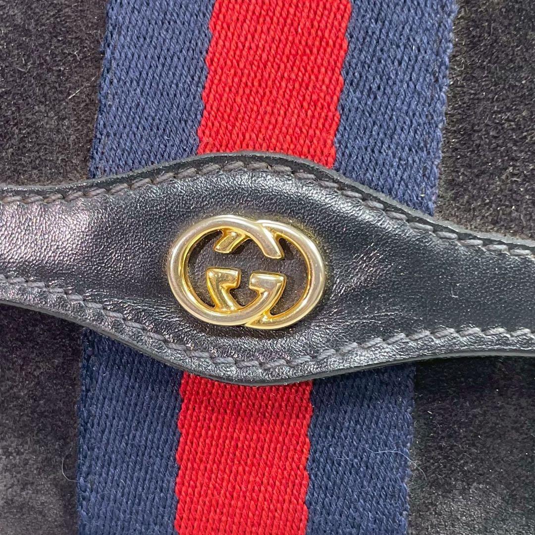 Gucci Sherry Line Clutch Suede Leather Navy — view 4