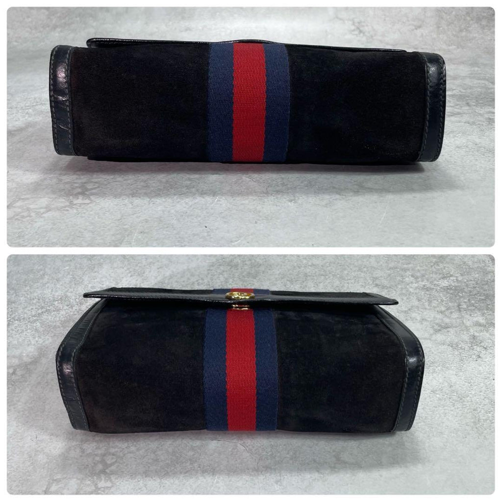 Gucci Sherry Line Clutch Suede Leather Navy — view 7