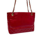 Chanel Quilted Lambskin Chain Shoulder Tote Red — view 3